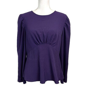 Express Blouse Top size Large Dark Purple Crepe Princess Modest Church Wedding